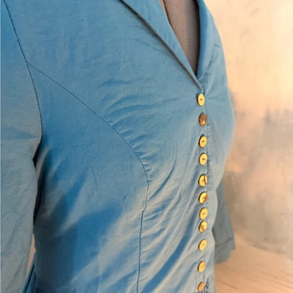 Blue Button-Front Midi Dress #520 - Picture 2 of 5